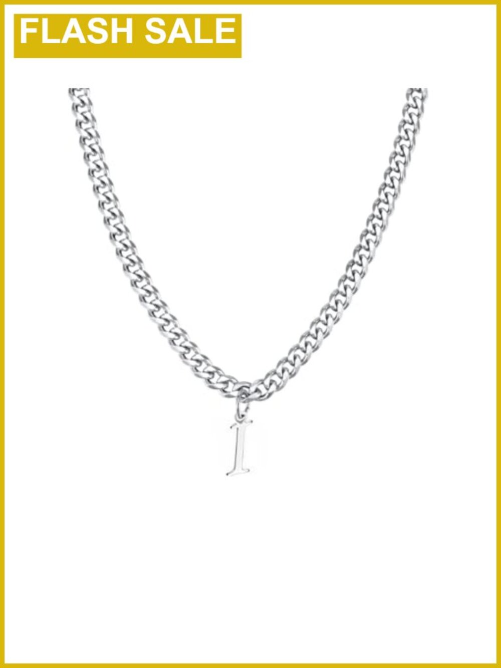 Stainless Steel Initial A-Z Necklace Cuban Chain 21 Inch Unisex Jewelry